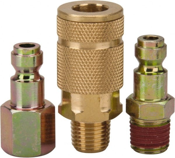 Value Collection - 3 Piece 1/4" Body 1/4 NPT 145 psi Tru-Flate Automotive Pneumatic Coupling Plug Set - USA Tool & Supply