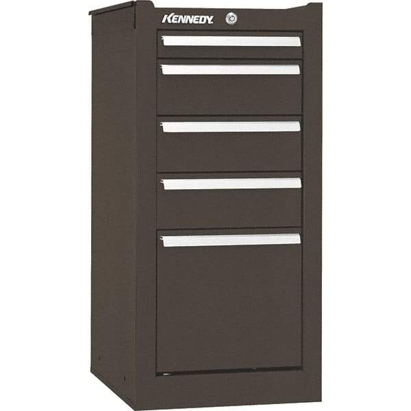 Kennedy - 5 Drawer Brown Side Cabinet - 13-5/8" Wide x 29" High x 20" Deep, Use with 29" Wide Roller Cabinet - USA Tool & Supply