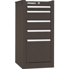 Kennedy - 5 Drawer Brown Side Cabinet - 13-5/8" Wide x 29" High x 20" Deep, Use with 29" Wide Roller Cabinet - USA Tool & Supply