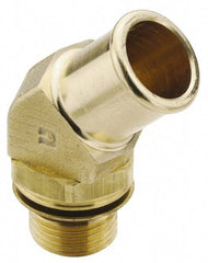 Parker - 1-1/16-12 Straight Thread Hose Barb x SAE Straight Thread 45° Male Elbow - 1" ID Hose, Brass - USA Tool & Supply