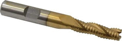 Interstate - 5/16" Diam, Coarse Pitch, 1-1/8" LOC, 3 Flute Cobalt Roughing Square End Mill - TiN Finish, 2-15/16" OAL, 3/8" Shank Diam, Single End - USA Tool & Supply