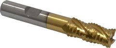 Interstate - 7/16" Diam, Coarse Pitch, 1" LOC, 4 Flute Cobalt Roughing Square End Mill - TiN Finish, 2-11/16" OAL, 3/8" Shank Diam, Single End - USA Tool & Supply