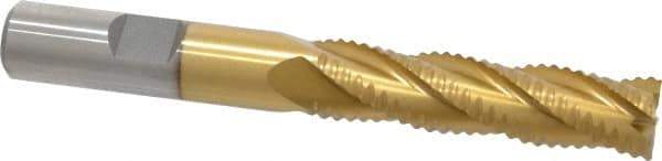 Interstate - 1/2" Diam, Coarse Pitch, 2" LOC, 4 Flute Cobalt Roughing Square End Mill - TiN Finish, 4" OAL, 1/2" Shank Diam, Single End - USA Tool & Supply