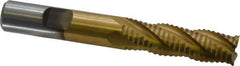 Interstate - 1/2" Diam, Coarse Pitch, 1-5/8" LOC, 4 Flute Cobalt Roughing Square End Mill - TiN Finish, 3-5/8" OAL, 1/2" Shank Diam, Single End - USA Tool & Supply