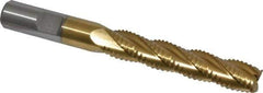 Interstate - 1/2" Diam, Coarse Pitch, 2-1/2" LOC, 4 Flute Cobalt Roughing Square End Mill - TiN Finish, 4-1/2" OAL, 1/2" Shank Diam, Single End - USA Tool & Supply