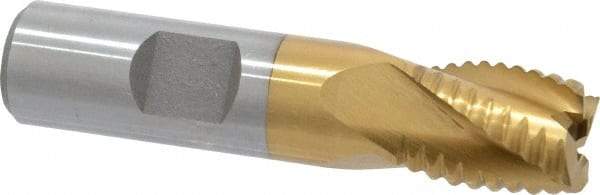 Interstate - 5/8" Diam, Coarse Pitch, 3/4" LOC, 4 Flute Cobalt Roughing Square End Mill - TiN Finish, 2-7/8" OAL, 5/8" Shank Diam, Single End - USA Tool & Supply
