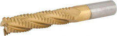 Interstate - 5/8" Diam, Coarse Pitch, 2-1/2" LOC, 4 Flute Cobalt Roughing Square End Mill - TiN Finish, 4-5/8" OAL, 5/8" Shank Diam, Single End - USA Tool & Supply