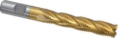Interstate - 5/8" Diam, Coarse Pitch, 3-1/8" LOC, 4 Flute Cobalt Roughing Square End Mill - TiN Finish, 5-1/4" OAL, 5/8" Shank Diam, Single End - USA Tool & Supply