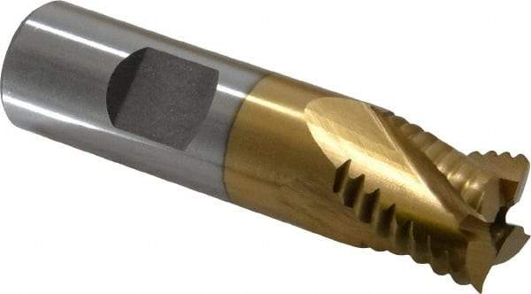 Interstate - 3/4" Diam, Coarse Pitch, 3/4" LOC, 4 Flute Cobalt Roughing Square End Mill - TiN Finish, 3" OAL, 3/4" Shank Diam, Single End - USA Tool & Supply