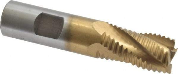 Interstate - 3/4" Diam, Coarse Pitch, 1-1/4" LOC, 4 Flute Cobalt Roughing Square End Mill - TiN Finish, 3-1/2" OAL, 3/4" Shank Diam, Single End - USA Tool & Supply