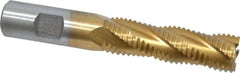 Interstate - 3/4" Diam, Coarse Pitch, 2-1/2" LOC, 4 Flute Cobalt Roughing Square End Mill - TiN Finish, 4-3/4" OAL, 3/4" Shank Diam, Single End - USA Tool & Supply