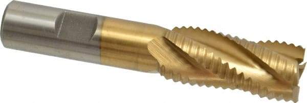 Interstate - 3/4" Diam, Coarse Pitch, 1-5/8" LOC, 4 Flute Cobalt Roughing Square End Mill - TiN Finish, 3-3/4" OAL, 5/8" Shank Diam, Single End - USA Tool & Supply