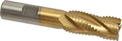 Interstate - 3/4" Diam, Coarse Pitch, 1-5/8" LOC, 4 Flute Cobalt Roughing Square End Mill - TiN Finish, 3-3/4" OAL, 5/8" Shank Diam, Single End - USA Tool & Supply