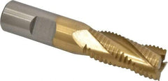 Interstate - 3/4" Diam, Coarse Pitch, 1-5/8" LOC, 4 Flute Cobalt Roughing Square End Mill - TiN Finish, 3-7/8" OAL, 3/4" Shank Diam, Single End - USA Tool & Supply