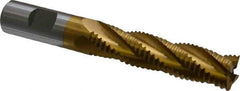 Interstate - 3/4" Diam, Coarse Pitch, 3" LOC, 4 Flute Cobalt Roughing Square End Mill - TiN Finish, 5-1/4" OAL, 3/4" Shank Diam, Single End - USA Tool & Supply