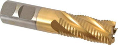 Interstate - 7/8" Diam, Coarse Pitch, 1-7/8" LOC, 5 Flute Cobalt Roughing Square End Mill - TiN Finish, 4-1/8" OAL, 7/8" Shank Diam, Single End - USA Tool & Supply