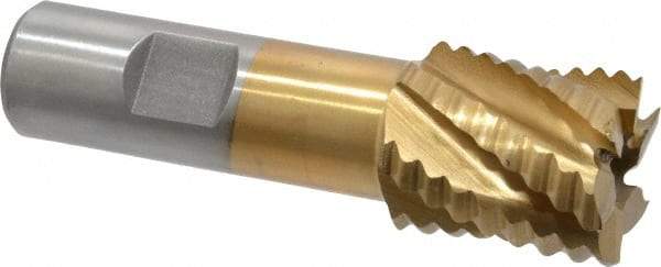 Interstate - 1" Diam, Coarse Pitch, 1-1/8" LOC, 6 Flute Cobalt Roughing Square End Mill - TiN Finish, 3-3/8" OAL, 3/4" Shank Diam, Single End - USA Tool & Supply