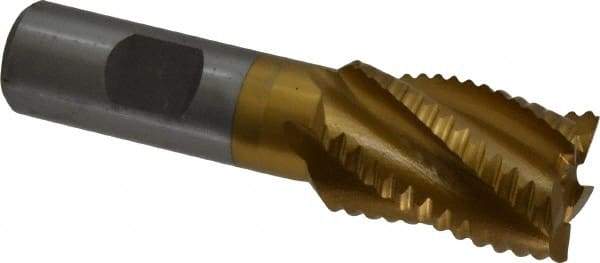 Interstate - 1" Diam, Coarse Pitch, 1-1/2" LOC, 5 Flute Cobalt Roughing Square End Mill - TiN Finish, 3-3/4" OAL, 3/4" Shank Diam, Single End - USA Tool & Supply