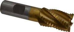 Interstate - 1" Diam, Coarse Pitch, 1-1/2" LOC, 5 Flute Cobalt Roughing Square End Mill - TiN Finish, 3-3/4" OAL, 3/4" Shank Diam, Single End - USA Tool & Supply