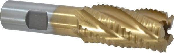 Interstate - 1" Diam, Coarse Pitch, 2" LOC, 5 Flute Cobalt Roughing Square End Mill - TiN Finish, 4-1/4" OAL, 3/4" Shank Diam, Single End - USA Tool & Supply