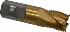 Interstate - 1" Diam, Coarse Pitch, 1-1/8" LOC, 5 Flute Cobalt Roughing Square End Mill - TiN Finish, 3-5/8" OAL, 1" Shank Diam, Single End - USA Tool & Supply