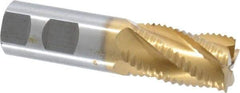 Interstate - 1" Diam, Coarse Pitch, 1-5/8" LOC, 5 Flute Cobalt Roughing Square End Mill - TiN Finish, 4-1/8" OAL, 1" Shank Diam, Single End - USA Tool & Supply