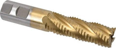 Interstate - 1" Diam, Coarse Pitch, 3" LOC, 5 Flute Cobalt Roughing Square End Mill - TiN Finish, 5-1/2" OAL, 1" Shank Diam, Single End - USA Tool & Supply
