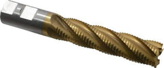 Interstate - 1" Diam, Coarse Pitch, 4" LOC, 5 Flute Cobalt Roughing Square End Mill - TiN Finish, 6-1/2" OAL, 1" Shank Diam, Single End - USA Tool & Supply