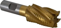 Interstate - 1-1/4" Diam, Coarse Pitch, 2" LOC, 6 Flute Cobalt Roughing Square End Mill - TiN Finish, 4-1/4" OAL, 3/4" Shank Diam, Single End - USA Tool & Supply
