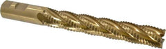 Interstate - 1" Diam, Coarse Pitch, 6" LOC, 5 Flute Cobalt Roughing Square End Mill - TiN Finish, 8-1/2" OAL, 1" Shank Diam, Single End - USA Tool & Supply