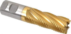 Interstate - 1-1/4" Diam, Coarse Pitch, 3" LOC, 6 Flute Cobalt Roughing Square End Mill - TiN Finish, 5-1/2" OAL, 1-1/4" Shank Diam, Single End - USA Tool & Supply