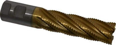 Interstate - 1-1/4" Diam, Coarse Pitch, 4" LOC, 6 Flute Cobalt Roughing Square End Mill - TiN Finish, 6-1/2" OAL, 1-1/4" Shank Diam, Single End - USA Tool & Supply