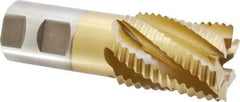 Interstate - 1-1/2" Diam, Coarse Pitch, 2" LOC, 6 Flute Cobalt Roughing Square End Mill - TiN Finish, 4-1/2" OAL, 1-1/4" Shank Diam, Single End - USA Tool & Supply