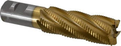 Interstate - 1-1/2" Diam, Coarse Pitch, 4" LOC, 6 Flute Cobalt Roughing Square End Mill - TiN Finish, 6-1/2" OAL, 1-1/4" Shank Diam, Single End - USA Tool & Supply