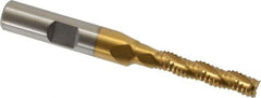 Interstate - 1/4" Diam, Coarse Pitch, 1-3/8" LOC, 3 Flute Cobalt Roughing Square End Mill - TiN Finish, 3-1/8" OAL, 3/8" Shank Diam, Single End - USA Tool & Supply