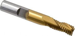 Interstate - 11/32" Diam, Coarse Pitch, 3/4" LOC, 3 Flute Cobalt Roughing Square End Mill - TiN Finish, 2-1/2" OAL, 3/8" Shank Diam, Single End - USA Tool & Supply