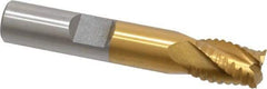 Interstate - 3/8" Diam, Coarse Pitch, 7/16" LOC, 4 Flute Cobalt Roughing Square End Mill - TiN Finish, 2-3/16" OAL, 3/8" Shank Diam, Single End - USA Tool & Supply