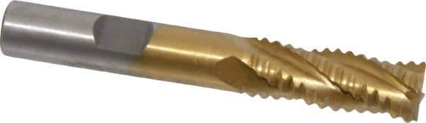Interstate - 13/32" Diam, Coarse Pitch, 1" LOC, 4 Flute Cobalt Roughing Square End Mill - TiN Finish, 2-11/16" OAL, 3/8" Shank Diam, Single End - USA Tool & Supply