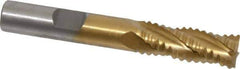 Interstate - 13/32" Diam, Coarse Pitch, 1" LOC, 4 Flute Cobalt Roughing Square End Mill - TiN Finish, 2-11/16" OAL, 3/8" Shank Diam, Single End - USA Tool & Supply