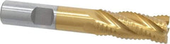 Interstate - 9/16" Diam, Coarse Pitch, 1-3/8" LOC, 4 Flute Cobalt Roughing Square End Mill - TiN Finish, 3-3/8" OAL, 1/2" Shank Diam, Single End - USA Tool & Supply