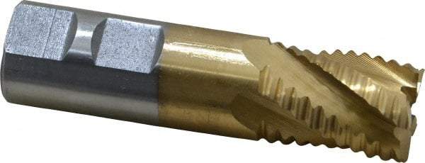 Interstate - 7/8" Diam, Coarse Pitch, 1-1/8" LOC, 5 Flute Cobalt Roughing Square End Mill - TiN Finish, 3-3/8" OAL, 7/8" Shank Diam, Single End - USA Tool & Supply