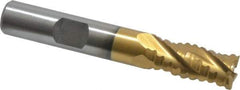 Interstate - 3/8" Diam, 3/4" LOC, 4 Flute Cobalt Roughing & Finishing Square End Mill - TiN Finish, 2-1/2" OAL, 3/8" Shank Diam, Weldon Shank, 30° Helix, Non-Centercutting - USA Tool & Supply