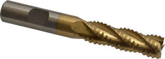Interstate - 1/2" Diam, 1-5/8" LOC, 4 Flute Cobalt Roughing & Finishing Square End Mill - TiN Finish, 3-5/8" OAL, 1/2" Shank Diam, Weldon Shank, 30° Helix, Non-Centercutting - USA Tool & Supply