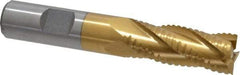 Interstate - 5/8" Diam, 1-5/8" LOC, 4 Flute Cobalt Roughing & Finishing Square End Mill - TiN Finish, 3-3/4" OAL, 5/8" Shank Diam, Weldon Shank, 30° Helix, Non-Centercutting - USA Tool & Supply