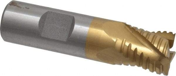 Interstate - 3/4" Diam, 3/4" LOC, 4 Flute Cobalt Roughing & Finishing Square End Mill - TiN Finish, 3" OAL, 3/4" Shank Diam, Weldon Shank, 30° Helix, Non-Centercutting - USA Tool & Supply