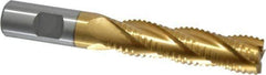 Interstate - 3/4" Diam, 3" LOC, 4 Flute Cobalt Roughing & Finishing Square End Mill - TiN Finish, 5-1/4" OAL, 3/4" Shank Diam, Weldon Shank, 30° Helix, Non-Centercutting - USA Tool & Supply