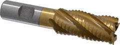 Interstate - 1" Diam, 2" LOC, 5 Flute Cobalt Roughing & Finishing Square End Mill - TiN Finish, 4-1/4" OAL, 3/4" Shank Diam, Weldon Shank, 30° Helix, Non-Centercutting - USA Tool & Supply