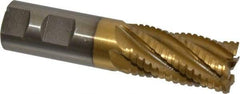 Interstate - 1" Diam, 2" LOC, 6 Flute Cobalt Roughing & Finishing Square End Mill - TiN Finish, 4-1/2" OAL, 1" Shank Diam, Weldon Shank, 30° Helix, Non-Centercutting - USA Tool & Supply