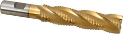 Interstate - 1" Diam, 4" LOC, 4 Flute Cobalt Roughing & Finishing Square End Mill - TiN Finish, 6-1/4" OAL, 3/4" Shank Diam, Weldon Shank, 30° Helix, Non-Centercutting - USA Tool & Supply
