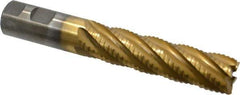 Interstate - 1" Diam, 4" LOC, 6 Flute Cobalt Roughing & Finishing Square End Mill - TiN Finish, 6-1/2" OAL, 1" Shank Diam, Weldon Shank, 30° Helix, Non-Centercutting - USA Tool & Supply